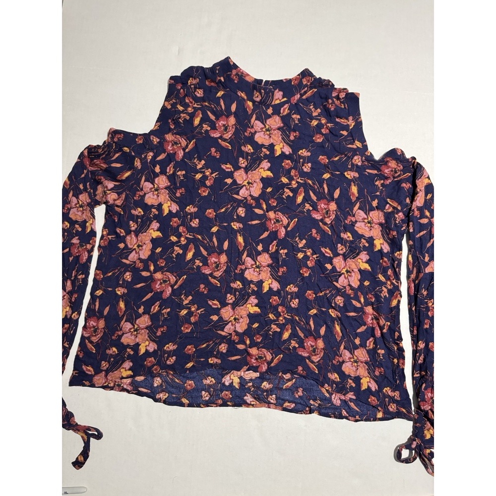 Unbranded Floral AOP‎ Shoulderless Thin LS Top w/ Tie Sleeves, Women's XXL